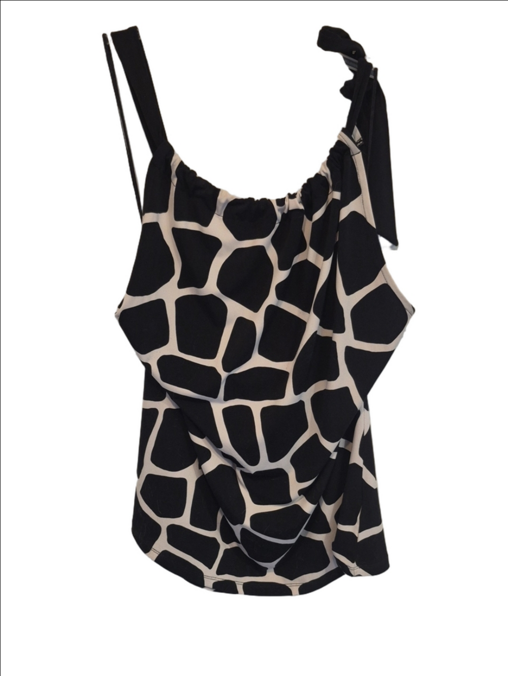 Michael Kors Black and White Giraffe-Print Sleeveless Top